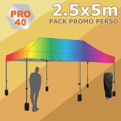 Tente Pliante 2.5x5m PRO40 Pack Promo Perso