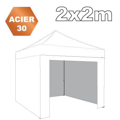 Tente pliante 2x2m Acier30 Toit blanc 300g