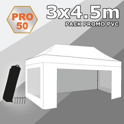 Tente pliante 3x4.5 PRO50 Pack promo PVC "Bâche Camion"