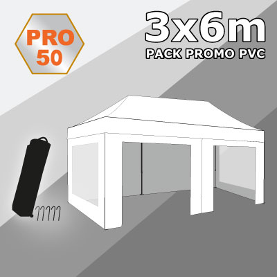 Tente pliante 3x6 PRO50 Pack promo PVC "Bâche Camion