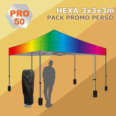 Tente Pliante Hexa 6m PRO50 Pack Promo Perso