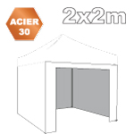 Tente pliante 2x2m Acier30 Toit blanc 300g