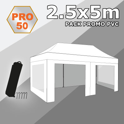 Tente pliante 2.5x5 PRO50 Pack promo PVC "Bâche Camion