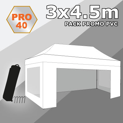 Tente pliante 3x4.5 PRO40 Pack promo PVC "Bâche Camion"