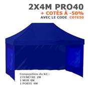 Tente pliante 2x4 PRO40 Bleue + cotés
