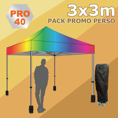 Tente Pliante 3x3m PRO40 Pack Promo Perso